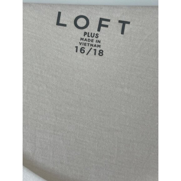 Loft Womens Plus Size White Short Sleeve T-Shirt 16/18 Soft Cotton Blend NEW - Picture 2 of 6